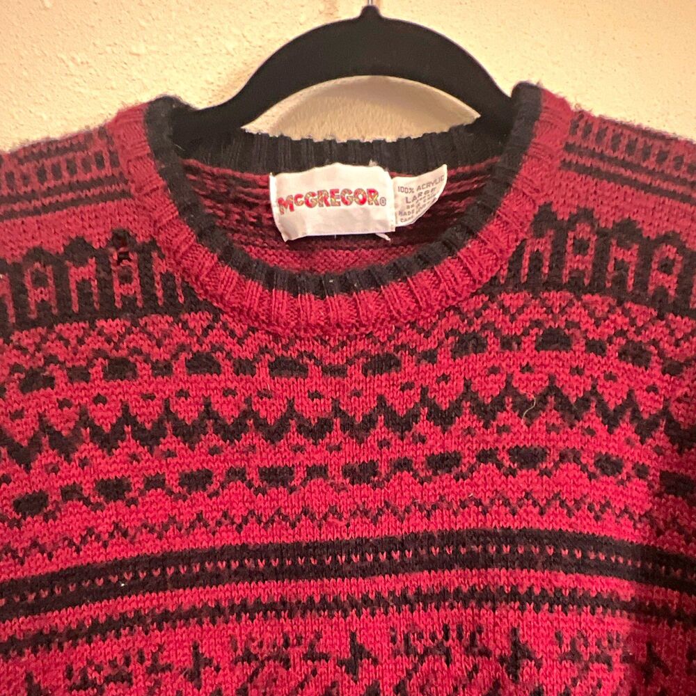 McGregor Men’s Acrylic Knit Crew Neck Fair Isle Pullover, Size L